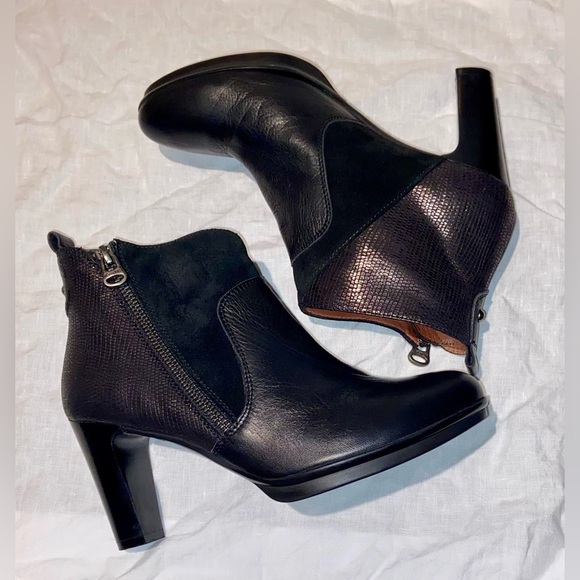 Women’s HISPANITAS Joy is a choice black leather & suede ankle boots sz 36/5,5-6 - Picture 1 of 16